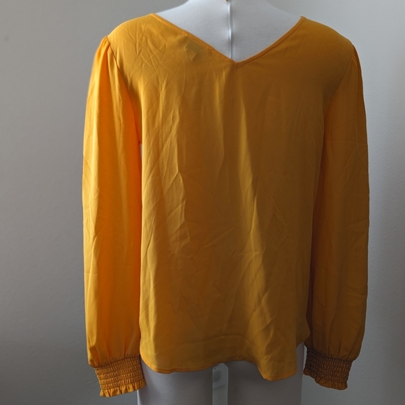 LOFT Bright Yellow / Gold long sleeve blouse / top - Picture 6 of 7